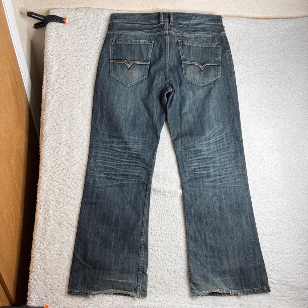 Vintage Guess Jeans Mens 38x32 Blue Bootcut Wide Leg y2k 11 inch leg opening